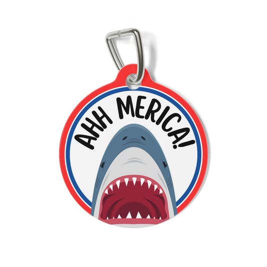 Shark Patriotic AHHMerica Personalized Pet Tag Tag