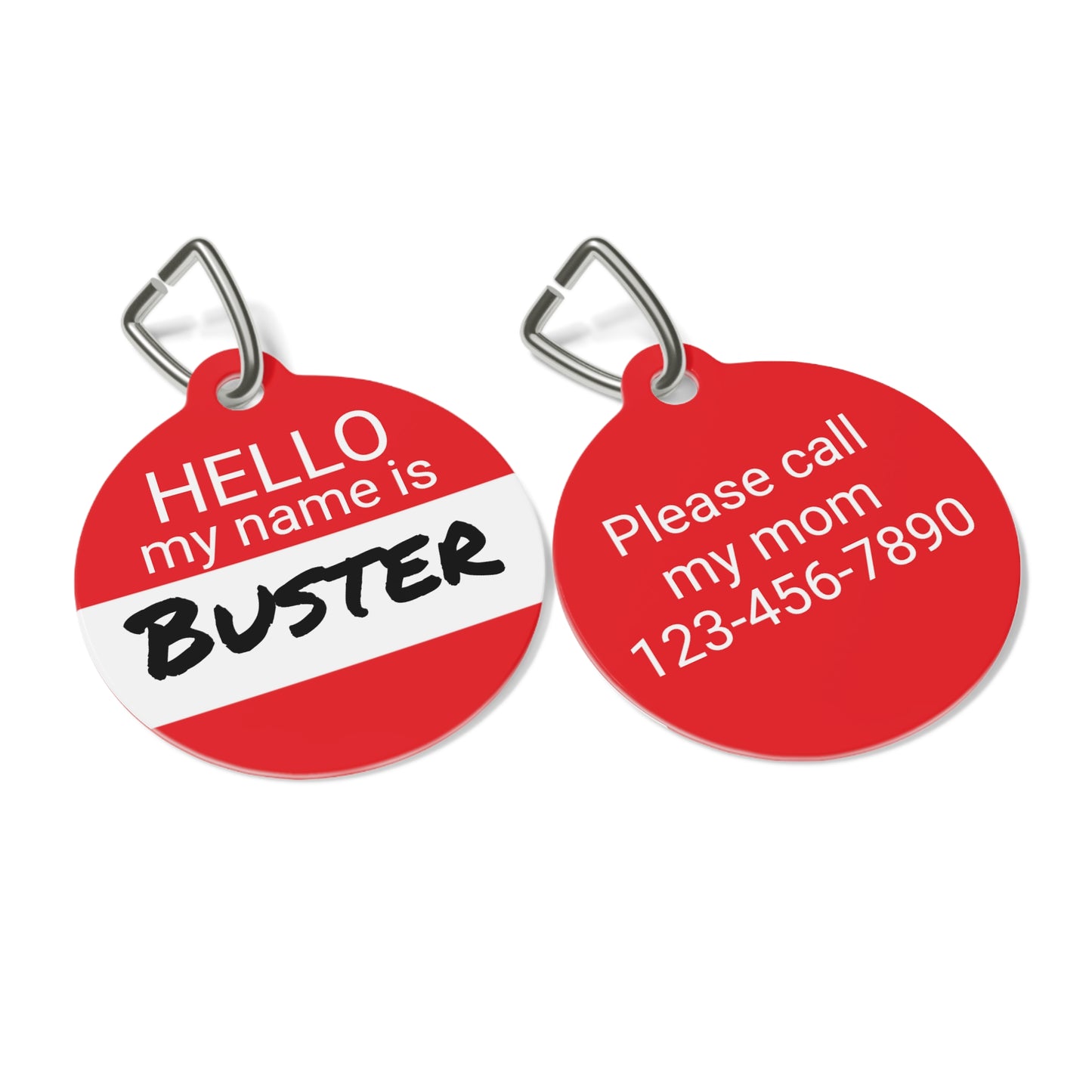 Hello My Name Is Double-Sided Pet ID Tag for Dogs and Cats