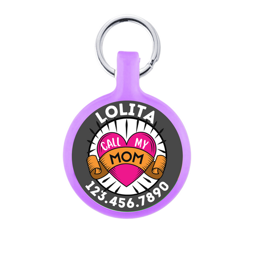 Mom Tattoo Personalized Dog ID Pet Tag Custom Pet Tag You Choose Tag Size & Colors