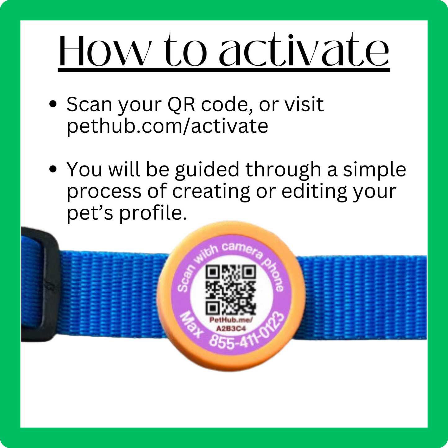 Scannable QR Code TWIST Tag- Silent, Eco-Friendly, Ringless ID Tag for Cats and Dogs- Powered by PetHub