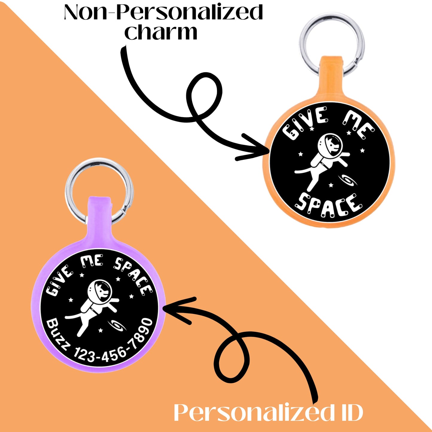 Give Me Space Astronaut Dog Personalized Dog ID Pet Tag or Charm